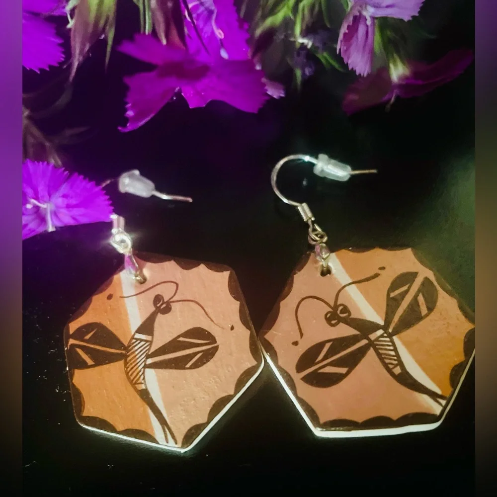 Acoma Pueblo Dragonfly Earrings,NWT - Picture 2 of 9